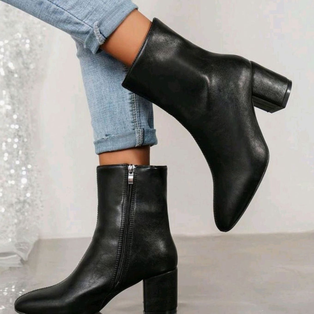 Audrey - Women's Pointed-Toe Block Heel Ankle Boots 