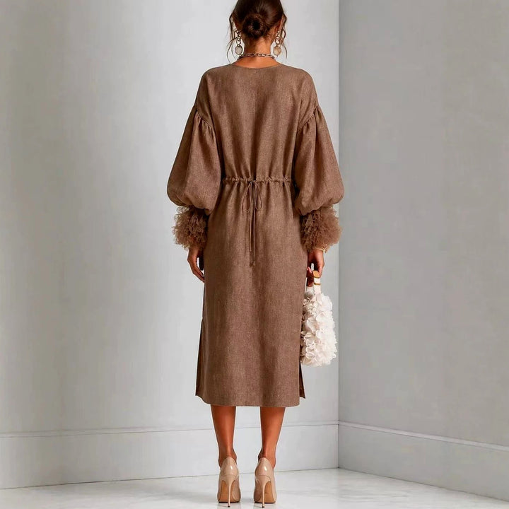 Audrey - Women's Long Puff Sleeve Fall Party Dress 3