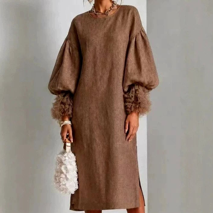 Audrey - Women's Long Puff Sleeve Fall Party Dress 4