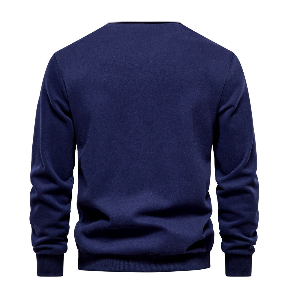 Aurelio - Men's Contrast Collar Long Sleeve Polo Sweatshirt 6