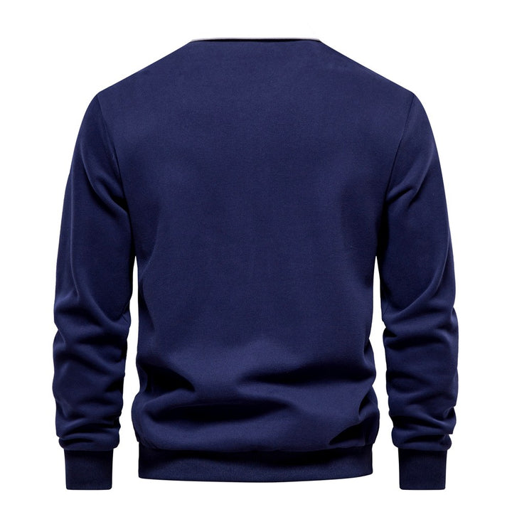 Aurelio - Men's Contrast Collar Long Sleeve Polo Sweatshirt 6