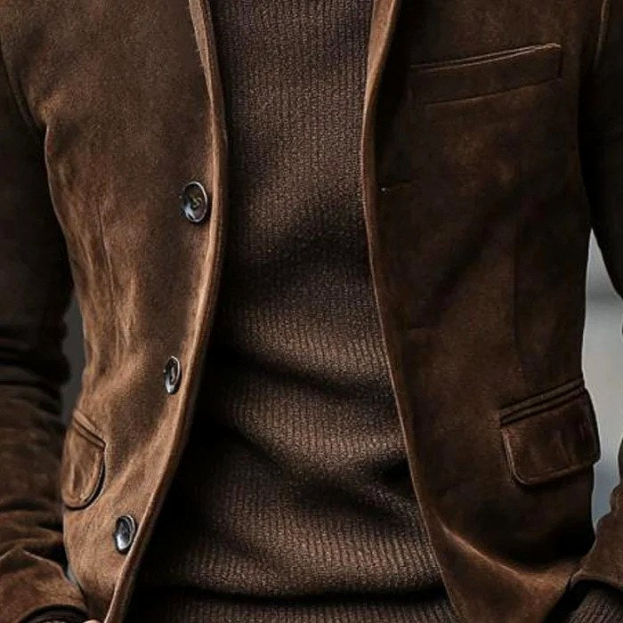 Austen - Men's Suede Stand Collar Tailored Blazer 2