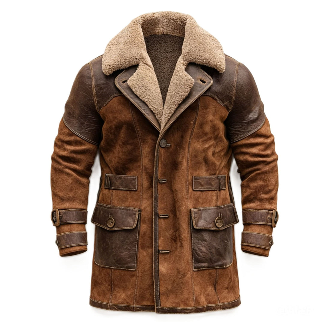 Austin – Men’s Shearling Collar Western Long Coat 1