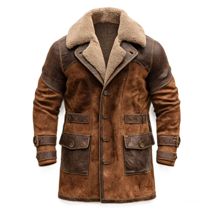 Austin – Men’s Shearling Collar Western Long Coat 1