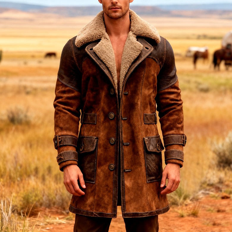 Austin – Men’s Shearling Collar Western Long Coat 2