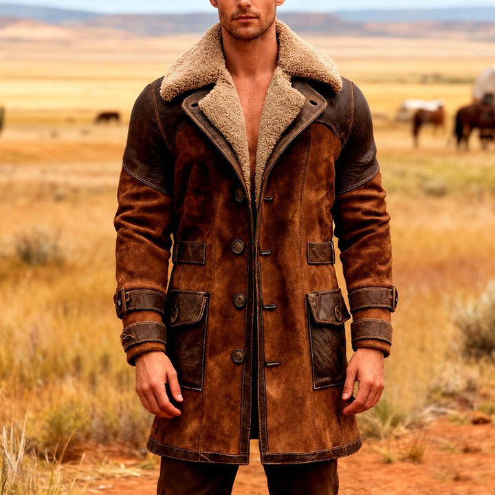 Austin – Men’s Shearling Collar Western Long Coat 2