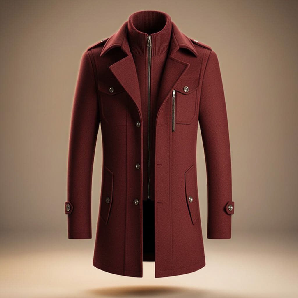 Axel - Men's Wool Button-Front Coat with Notch Collar