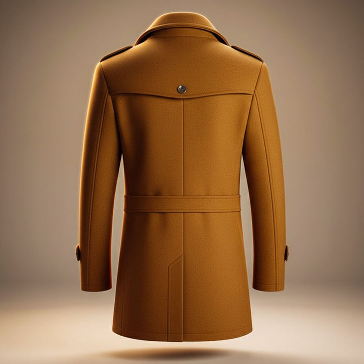 Axel - Men's Wool Button-Front Coat with Notch Collar