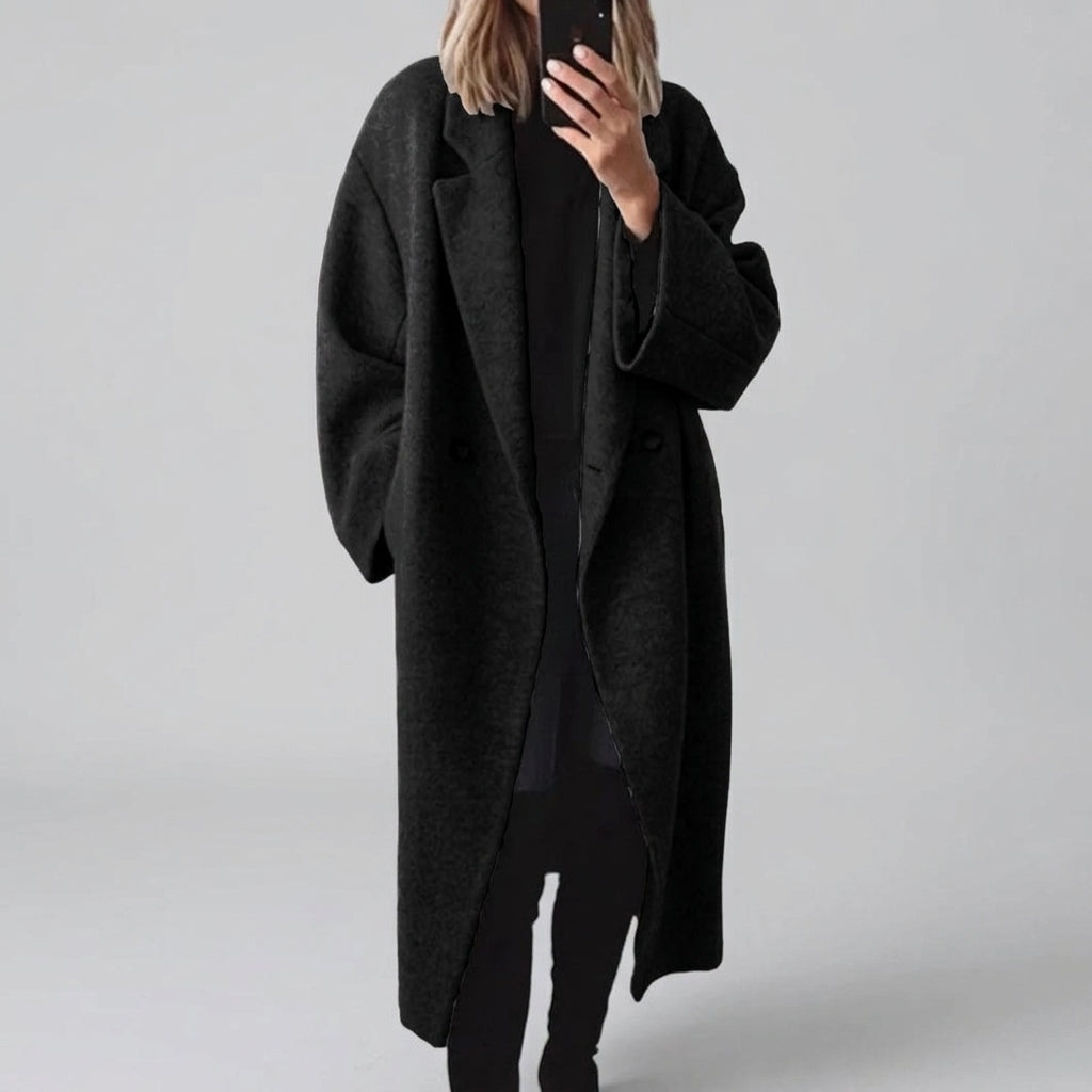 Ayah - Women's Oversized Longline Coat with Notch Collar