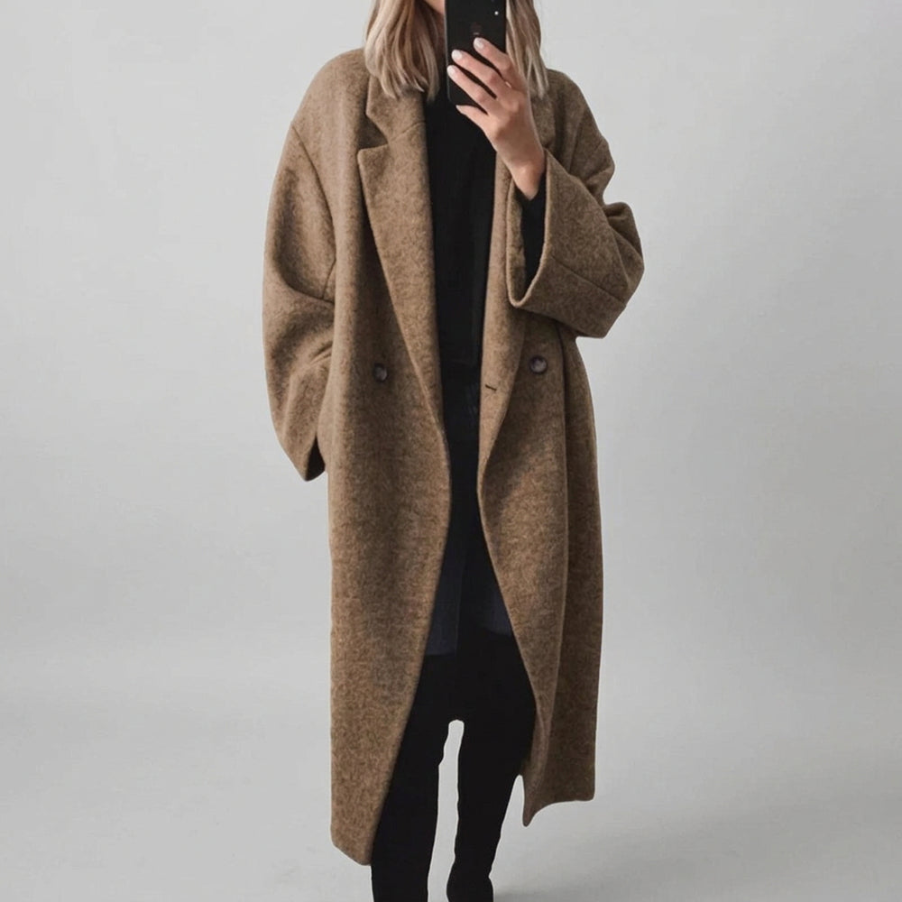 Ayah - Women's Oversized Longline Coat with Notch Collar
