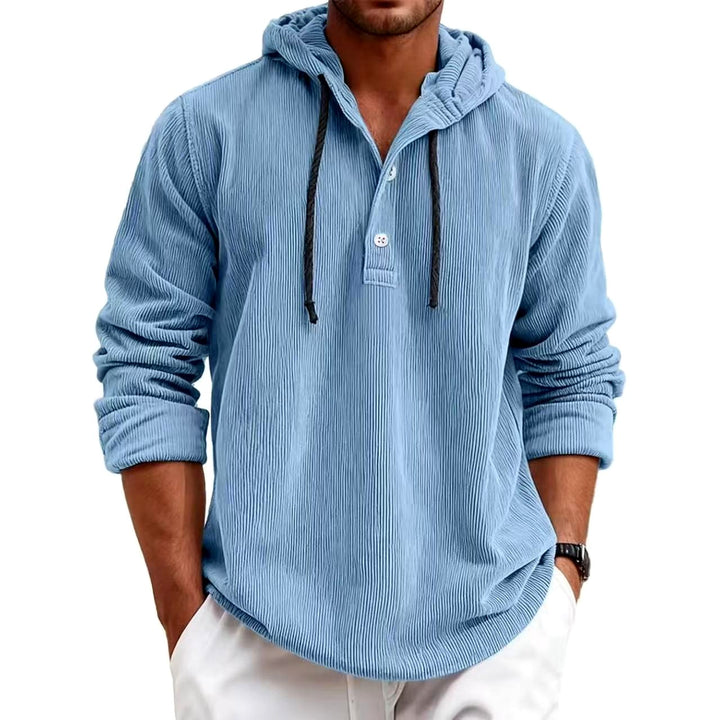 Barret - Men's Corduroy Button Placket Pullover Hoodie 1