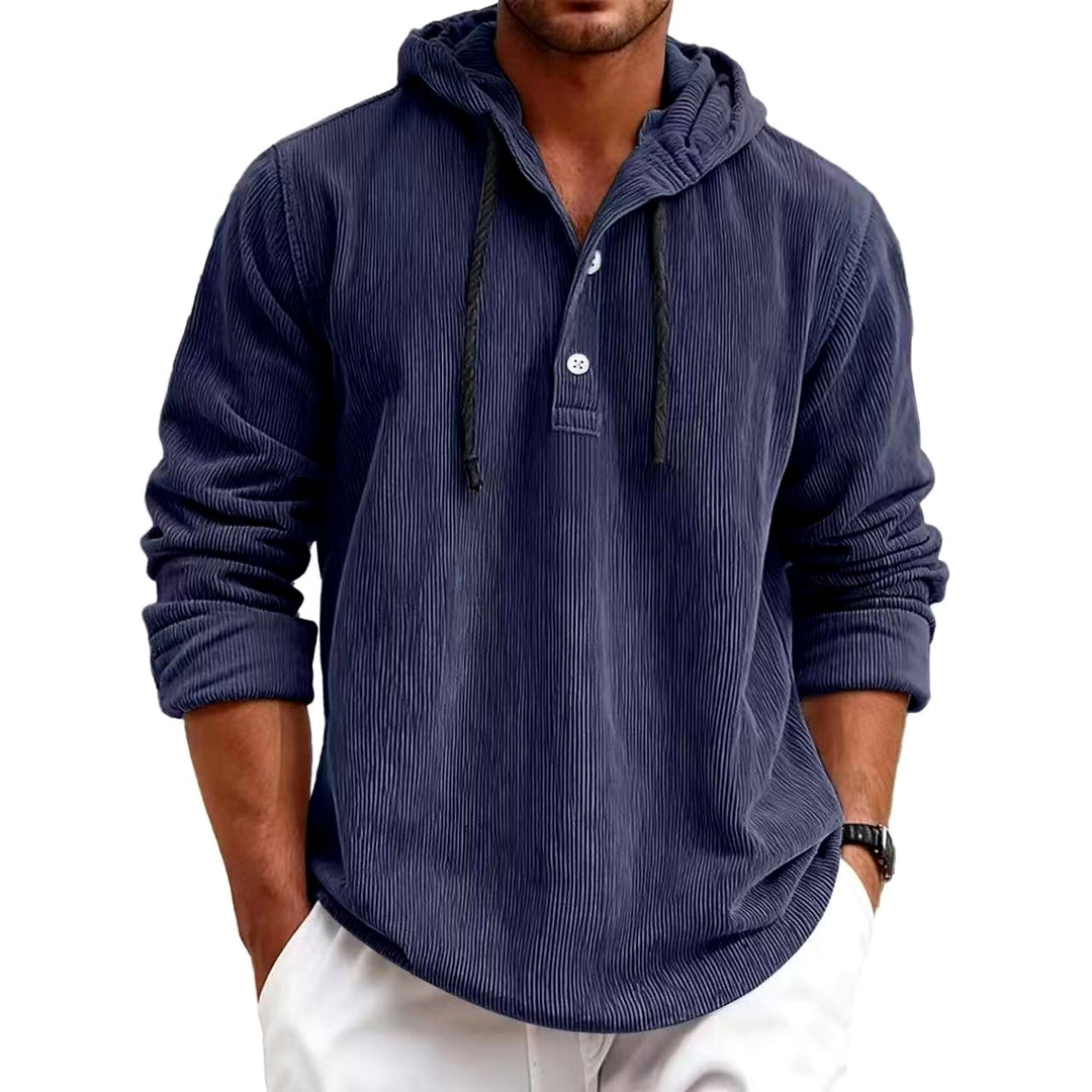 Barret - Men's Corduroy Button Placket Pullover Hoodie 3