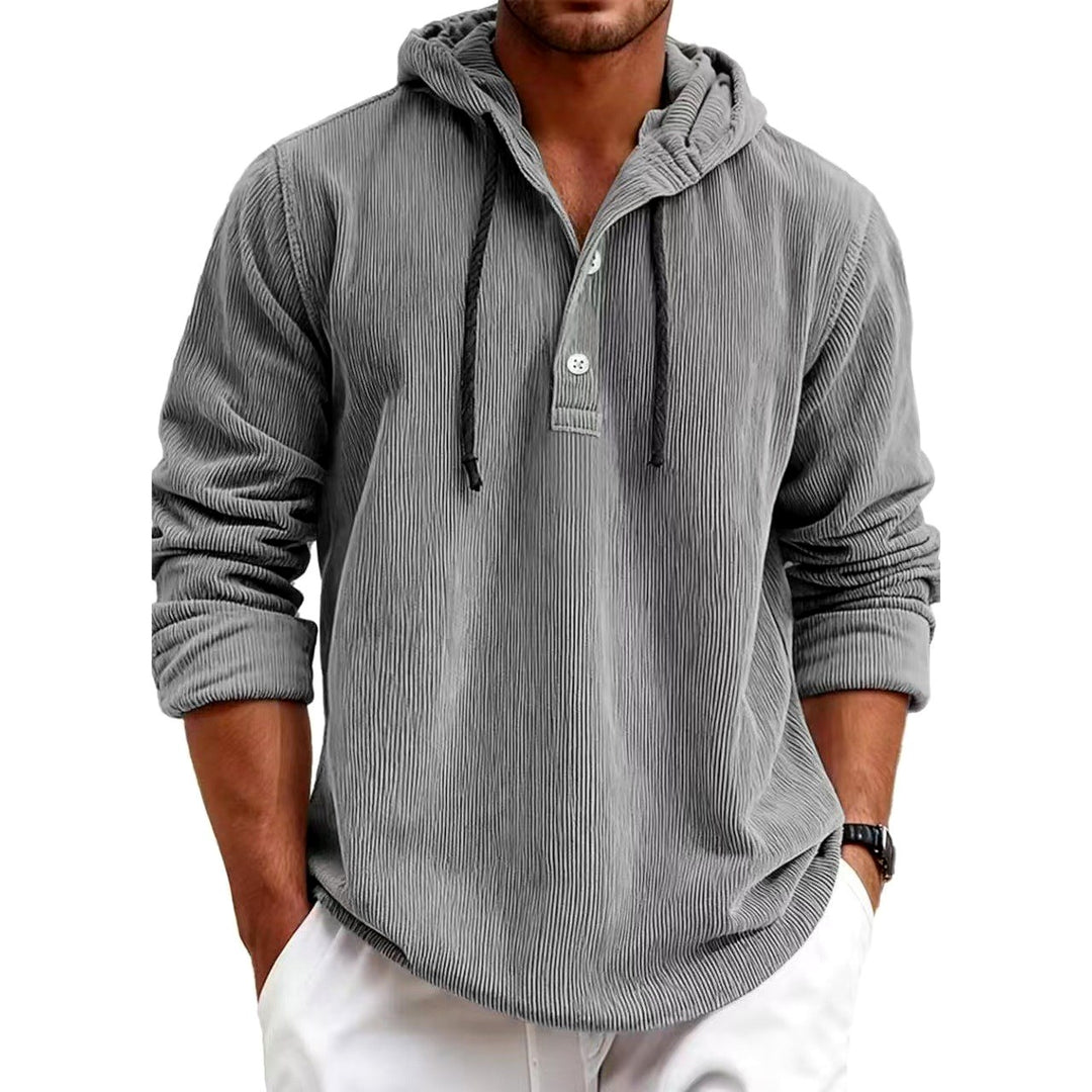 Barret - Men's Corduroy Button Placket Pullover Hoodie 4