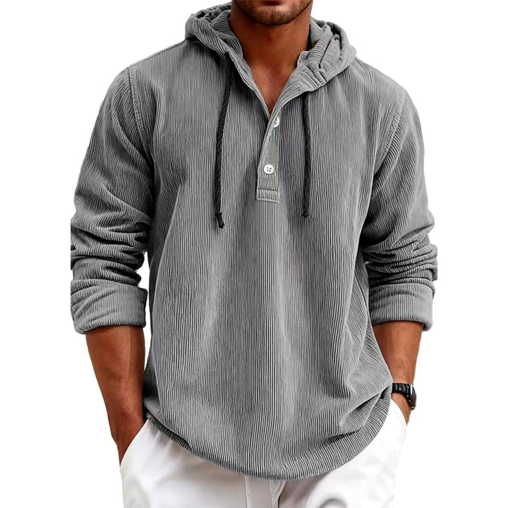 Barret - Men's Corduroy Button Placket Pullover Hoodie 4