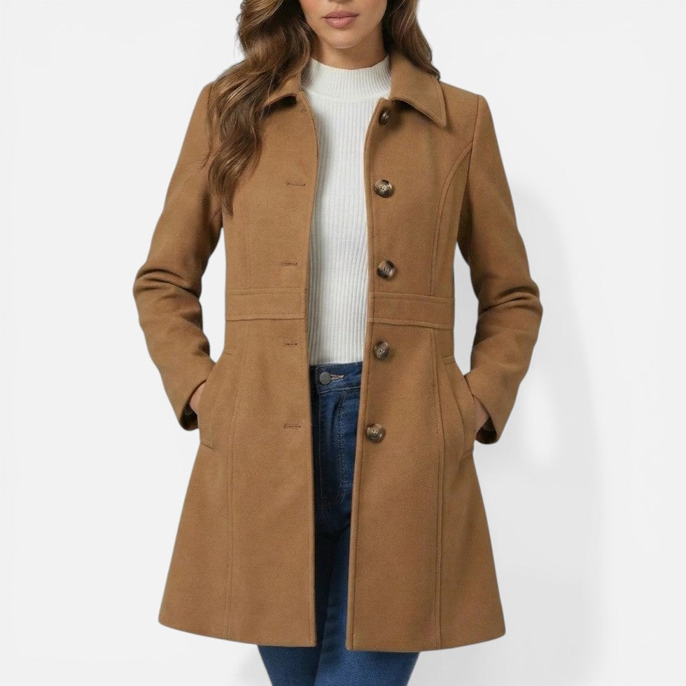 Beatrice - Women's Button-Front A-Line Coat