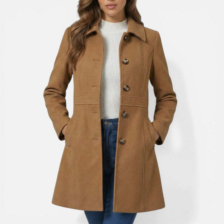 Beatrice - Women's Button-Front A-Line Coat