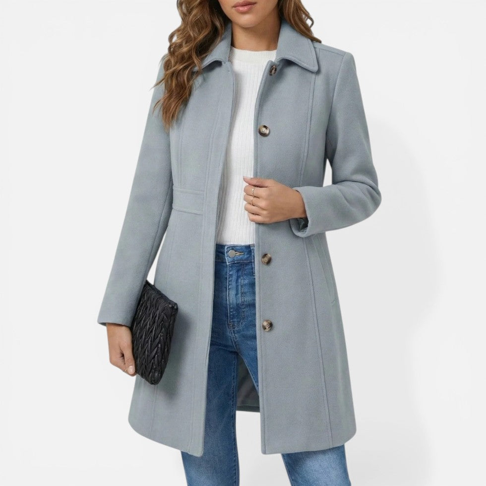 Beatrice - Women's Button-Front A-Line Coat