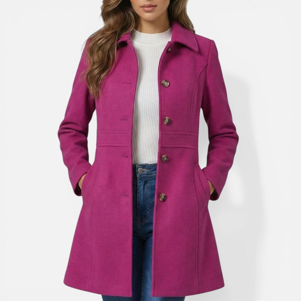Beatrice - Women's Button-Front A-Line Coat