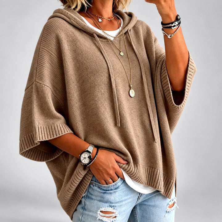 Beatrix - Women's Oversized Hooded Batwing Knit Sweater 1