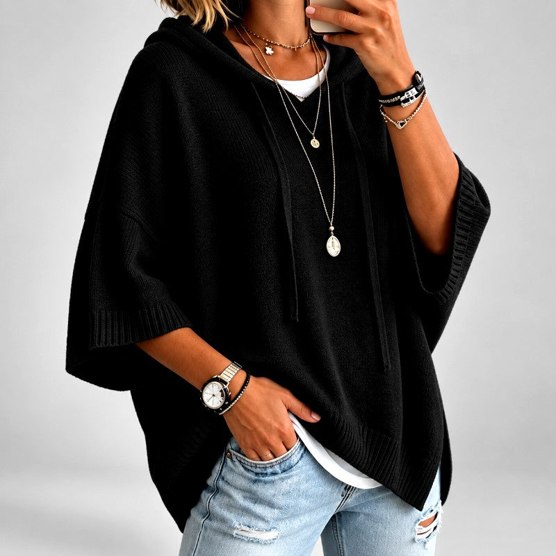 Beatrix - Women's Oversized Hooded Batwing Knit Sweater 2