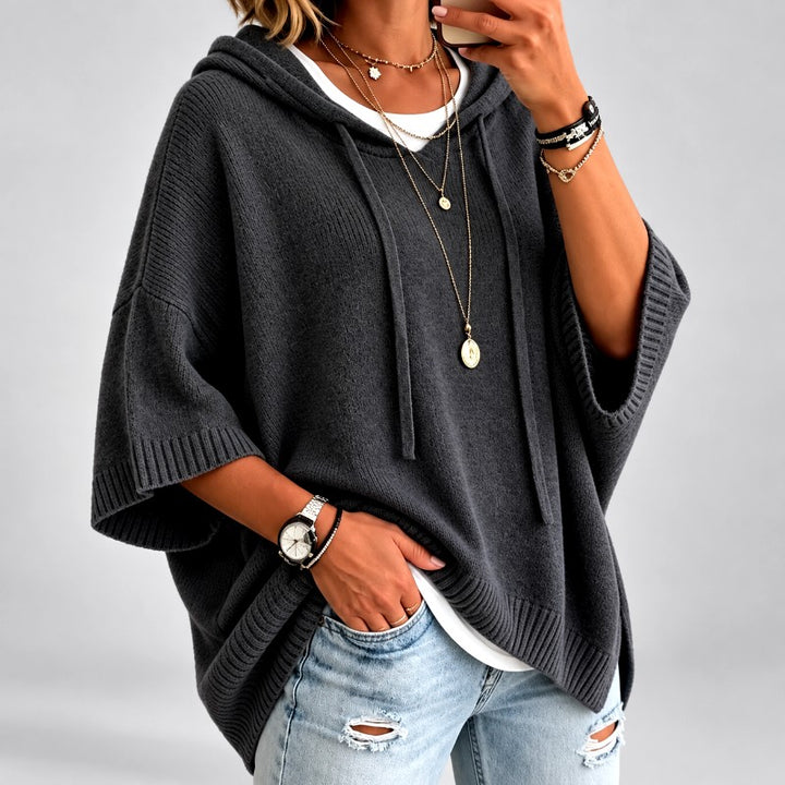Beatrix - Women's Oversized Hooded Batwing Knit Sweater 4