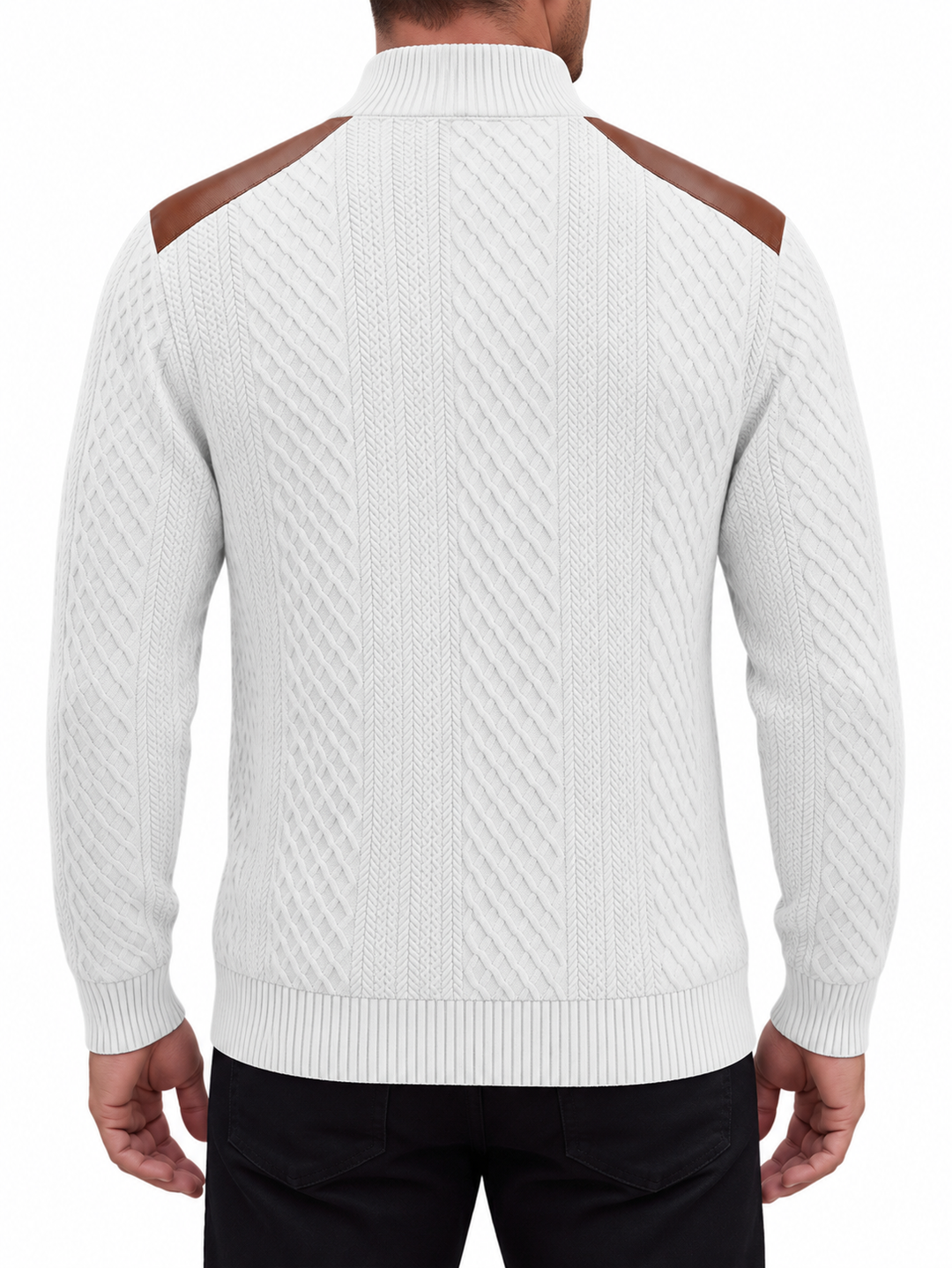 Ben - Men’s Cable Knit Button Mock Neck Sweater  30