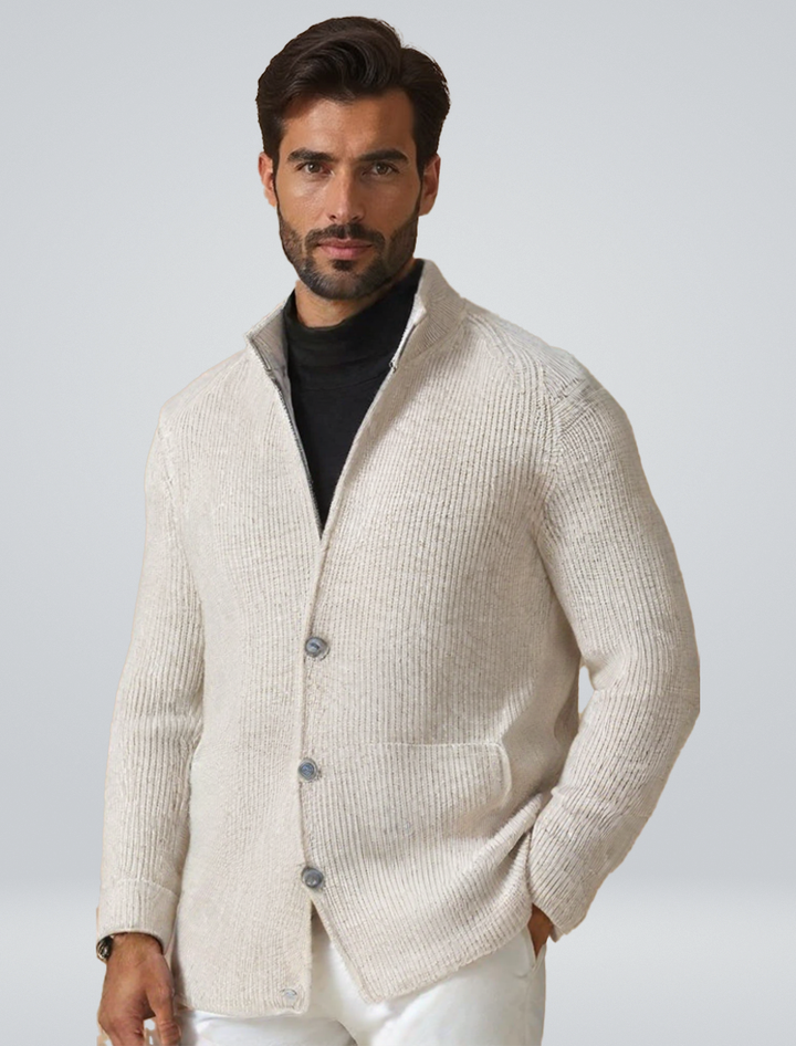 Benedict - Men's Ribbed Button-Front Cardigan