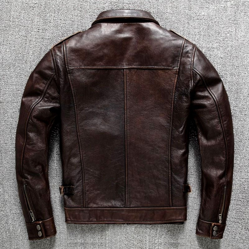Benjamin - Men's Multi-Pocket Leather Jacket with Zip Front 5