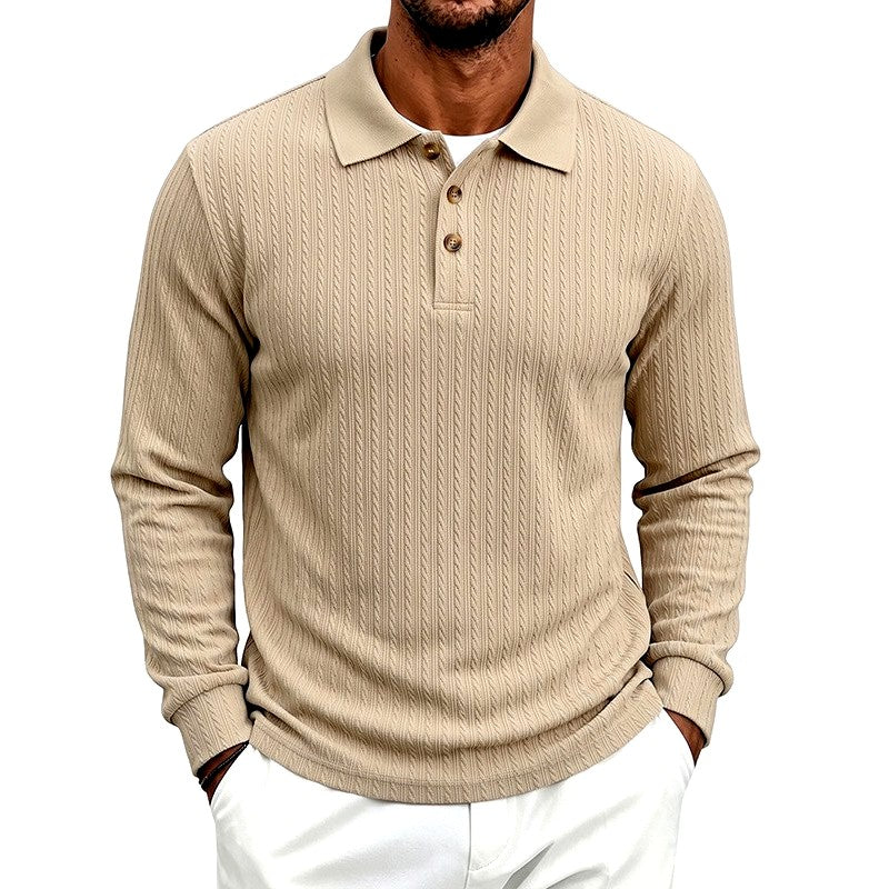 Berk - Men's Textured Long Sleeve Polo Shirt 1