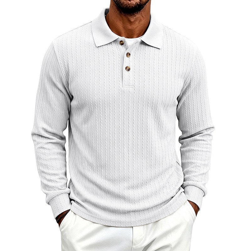 Berk - Men's Textured Long Sleeve Polo Shirt 2