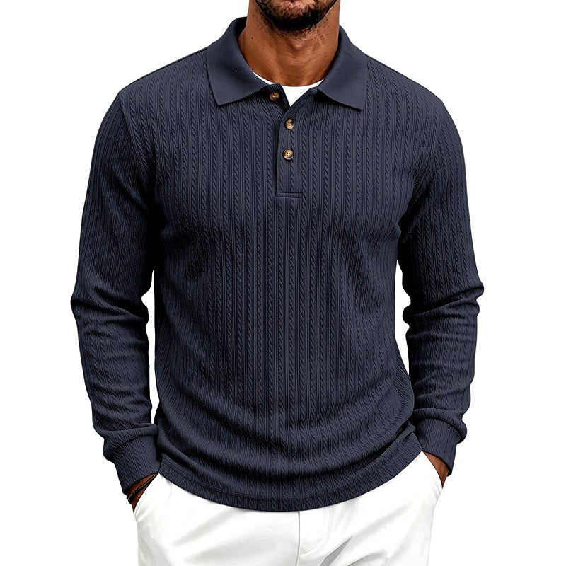 Berk - Men's Textured Long Sleeve Polo Shirt 3