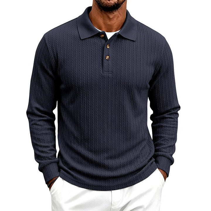 Berk - Men's Textured Long Sleeve Polo Shirt 3