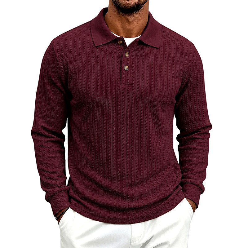 Berk - Men's Textured Long Sleeve Polo Shirt 4