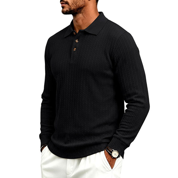 Berk - Men's Textured Long Sleeve Polo Shirt 5