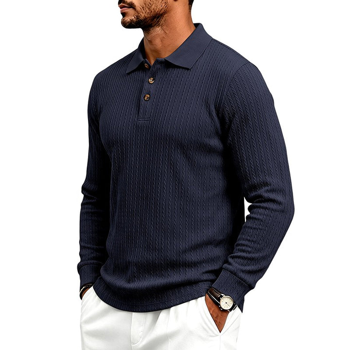 Berk - Men's Textured Long Sleeve Polo Shirt 6