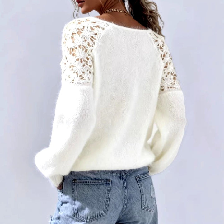 Bonita - Women's Crochet Shoulder Oversized Knit Sweater 6