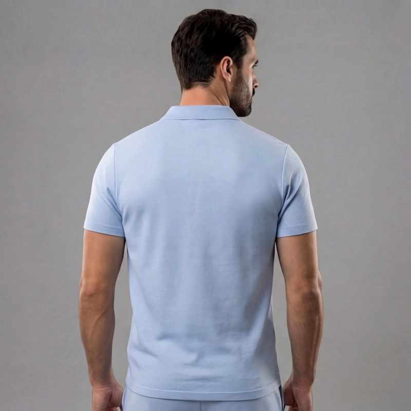 Brandon - Men’s Cotton Zip Collar Polo & Drawstring Shorts Set