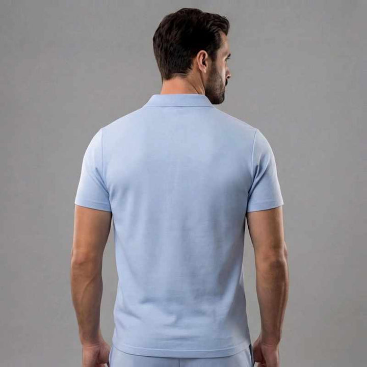 Brandon - Men’s Cotton Zip Collar Polo & Drawstring Shorts Set