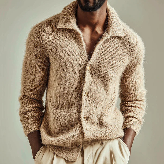 Brayan - Men's Knit Button-Up Cardigan with Collar 1