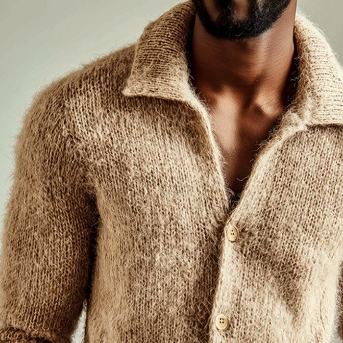 Brayan - Men's Knit Button-Up Cardigan with Collar 2