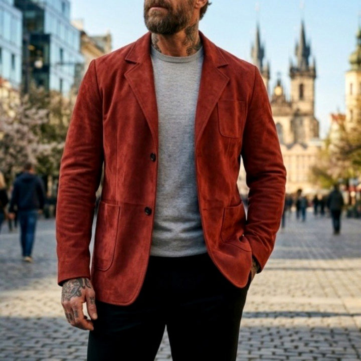 Breck - Men's Suede Slim Fit Two-Button Blazer 4