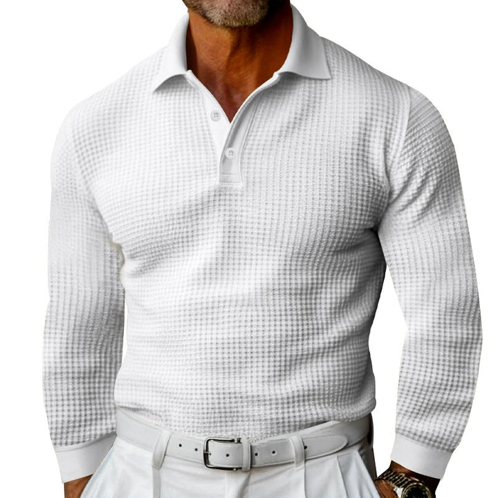 Brennan - Men's Waffle Knit Long Sleeve Polo Shirt 6