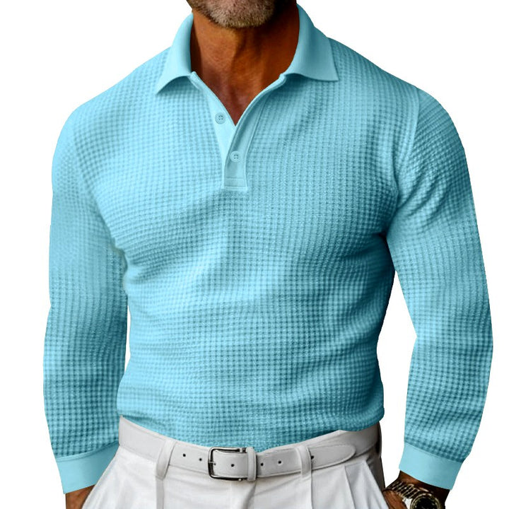 Brennan - Men's Waffle Knit Long Sleeve Polo Shirt 7