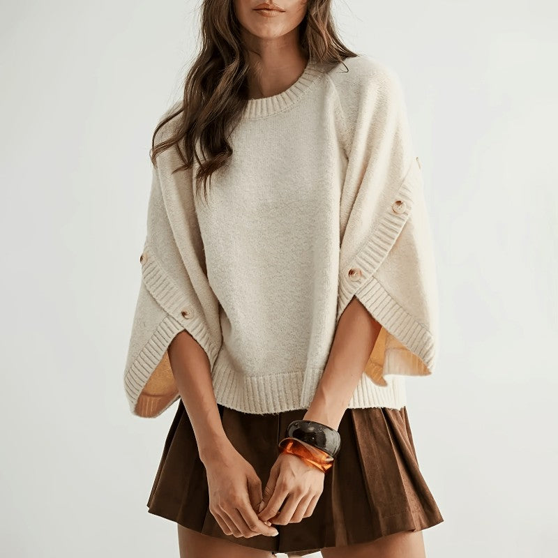 Brielle - Women's Button-Detail Cape Sleeve Sweater 1