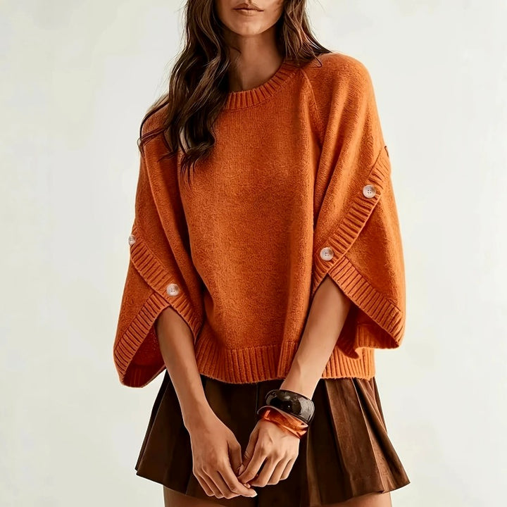 Brielle - Women's Button-Detail Cape Sleeve Sweater 2