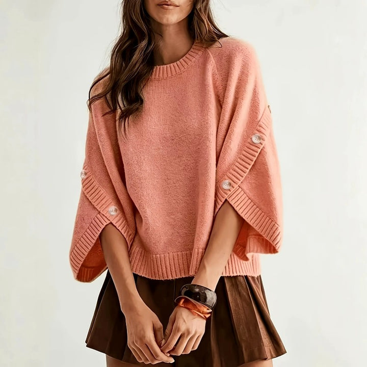 Brielle - Women's Button-Detail Cape Sleeve Sweater 3
