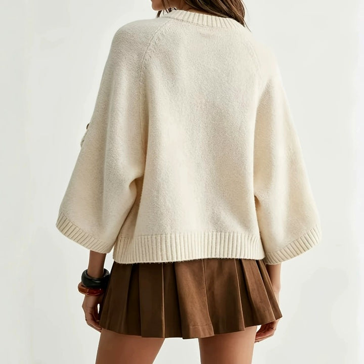 Brielle - Women's Button-Detail Cape Sleeve Sweater 4