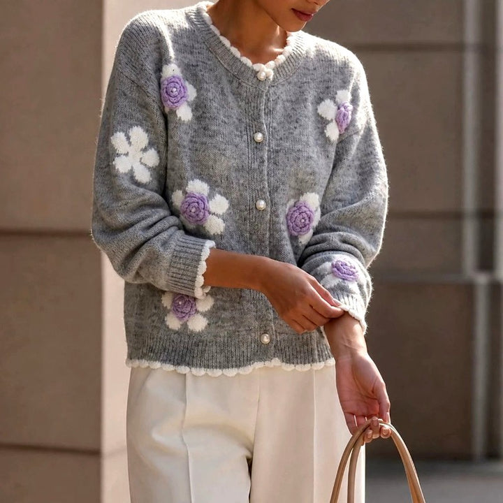 Brooke - Women's Floral Knit Button Cardigan 6