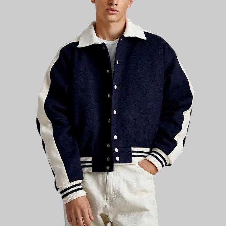 Bruce - Men's Varsity Button-Up Bomber Jacket 3
