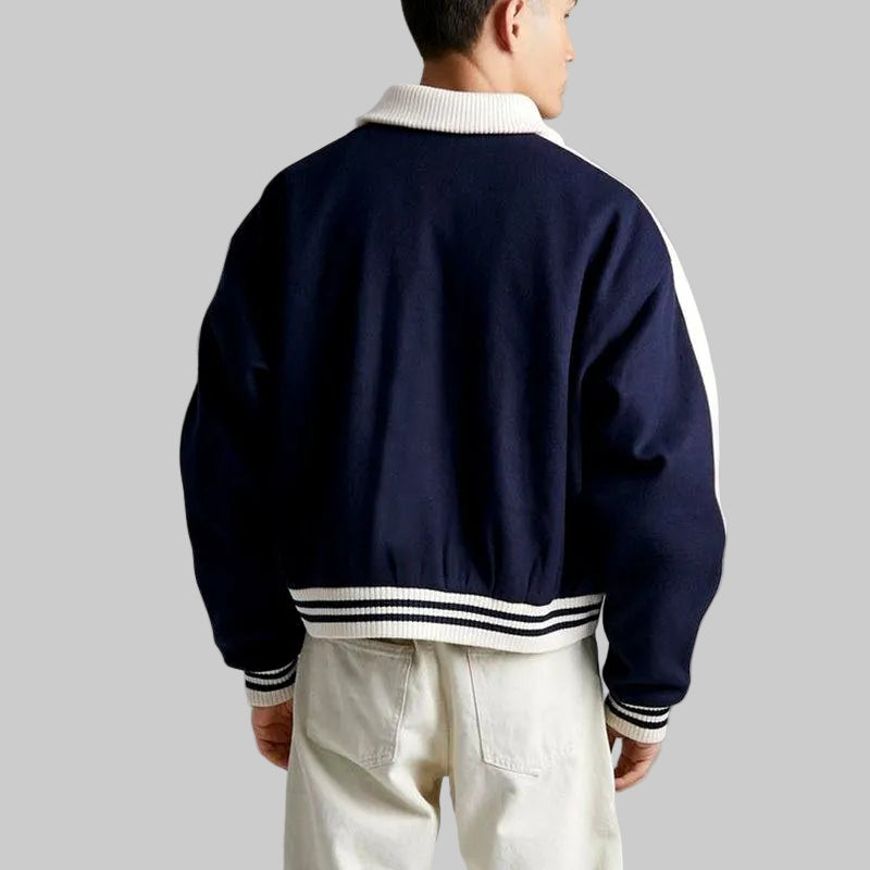 Bruce - Men's Varsity Button-Up Bomber Jacket 4